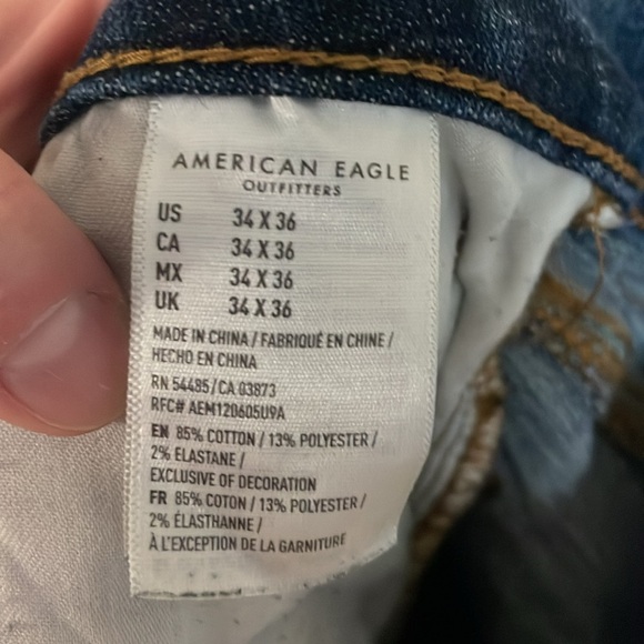 American Eagle Outfitters size 34x36 Slim Straight Medium Wash Stretch Jeans - Picture 13 of 15